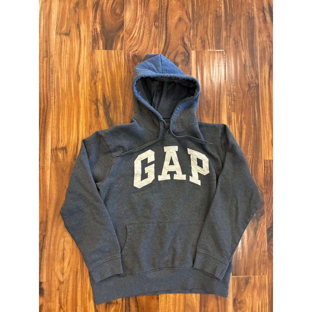 Gap Arch Logo Hoodie Charcoal Grey Heather Fleece Sweatshirt Mens Medium